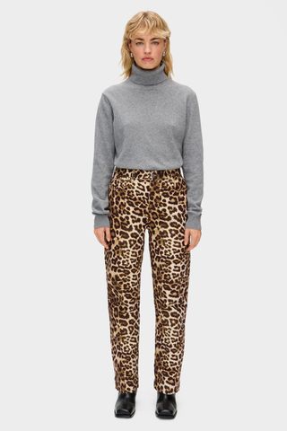 Miso Leopard Print Straight Leg Jeans