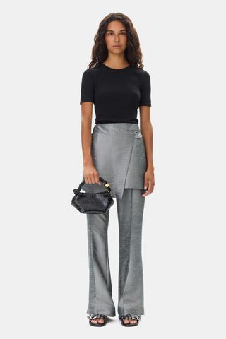 Grey Suiting Skirt Flared Trousers