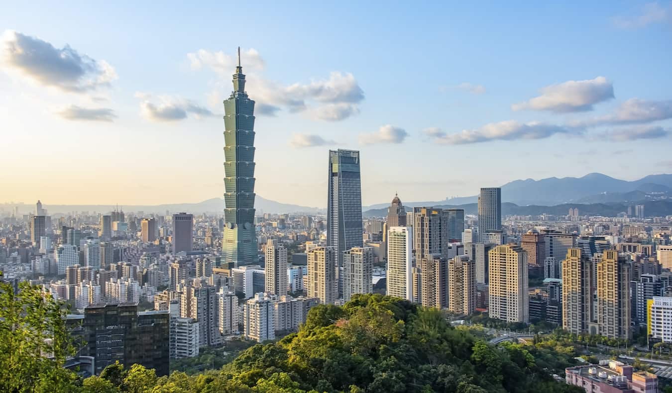 The towering skyline of Taipei, Taiwan