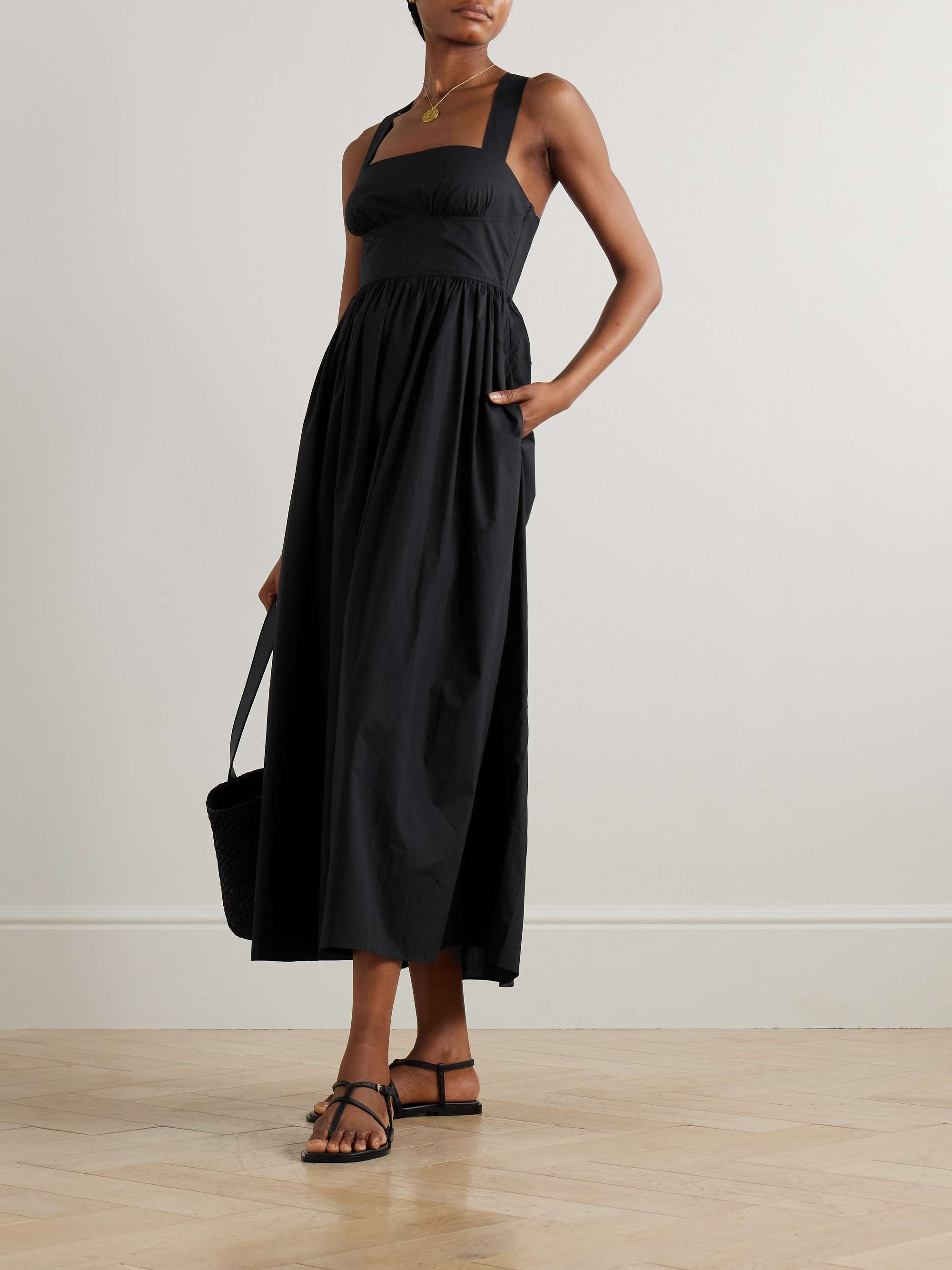 Gathered Organic Cotton Midi Dress