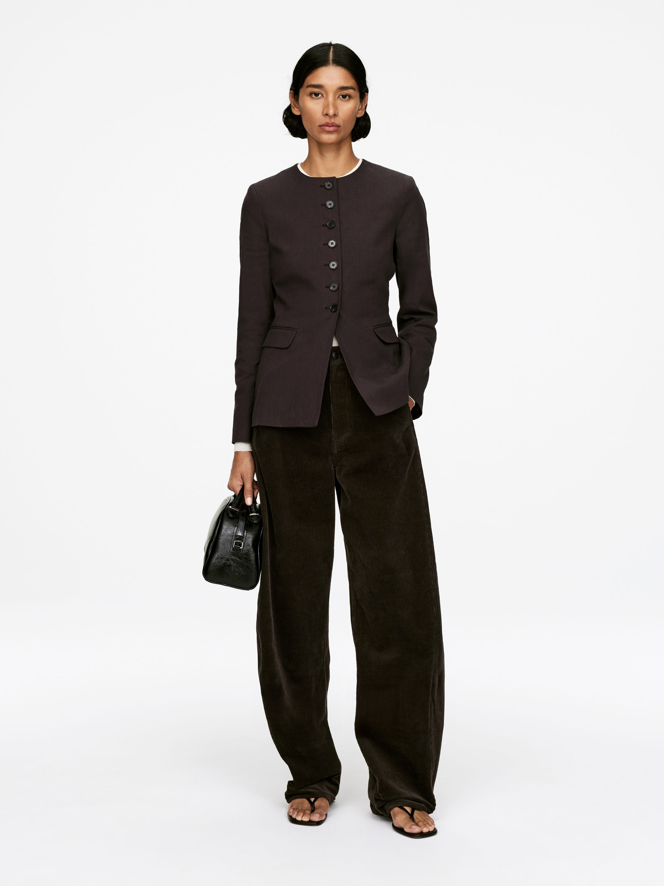 Linen-Blend Blazer &ndash; Dark Brown &ndash; Women &ndash; Arket Gb