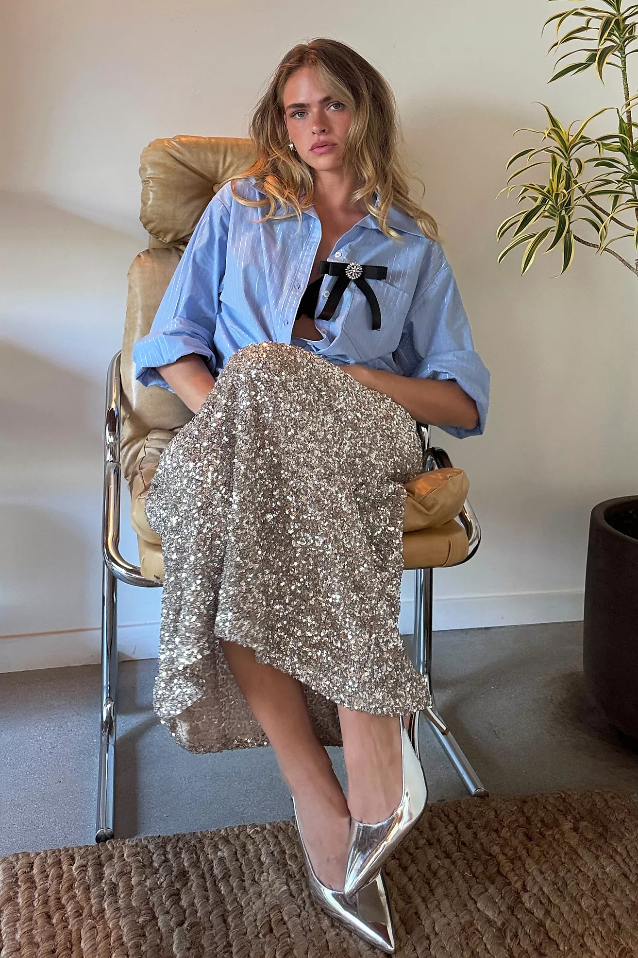 The Tilda Sequin Maxi Slip Skirt