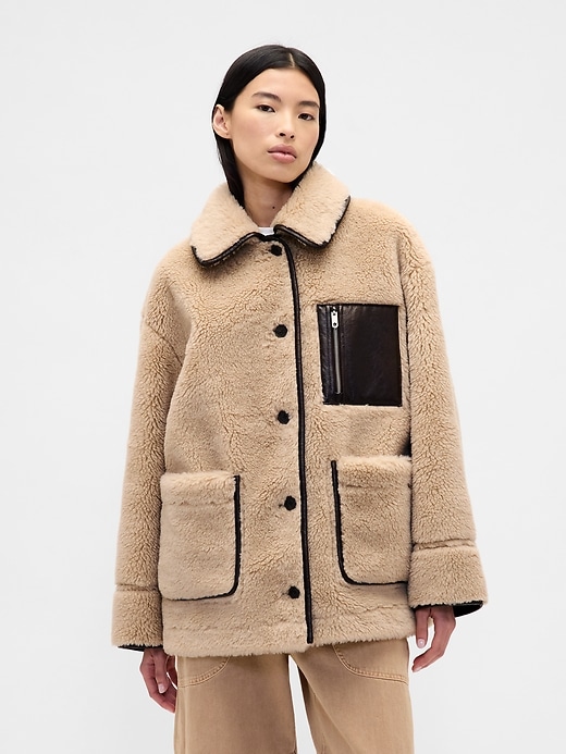 Gap &times; Sandy Liang Reversible Vegan Leather Sherpa Jacket