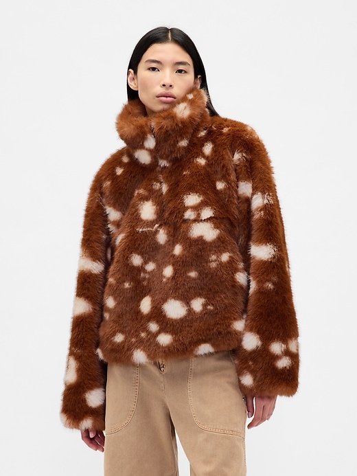 Gap &times; Sandy Liang Spotted Vegan Fur Half-Zip Pullover