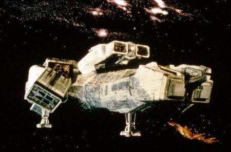 The revised Nostromo hanging in orbit.