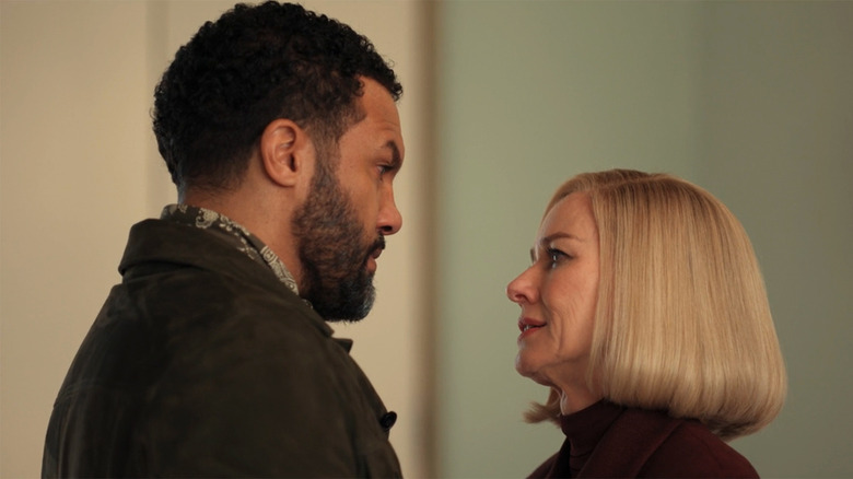 O-T Fagbenle as Reggie and Naomi Watts as Liberty in the season finale of Hulu's All's Fair