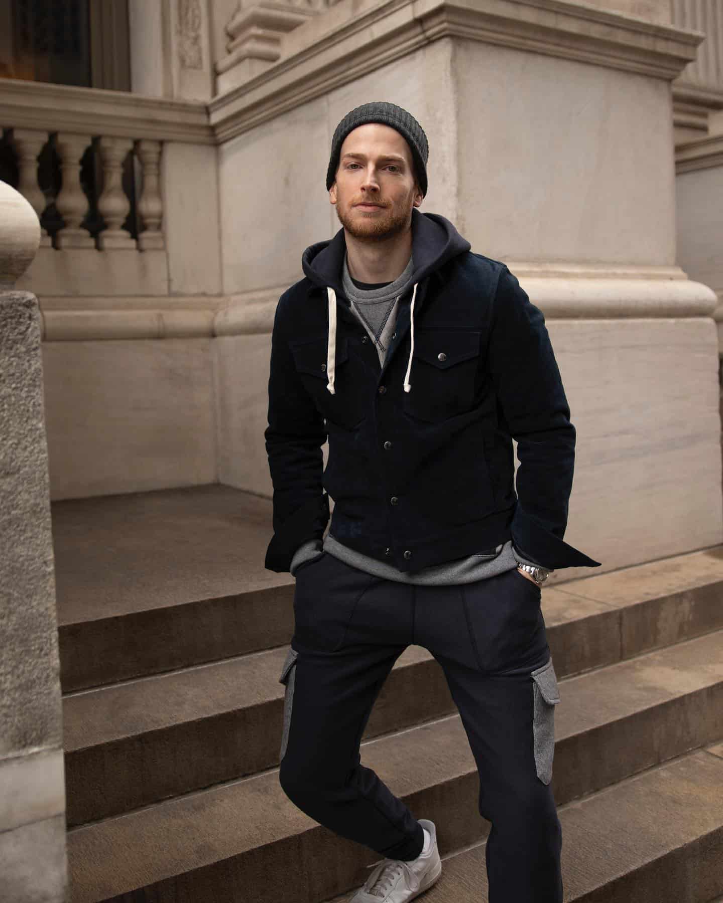 man going down the stairs