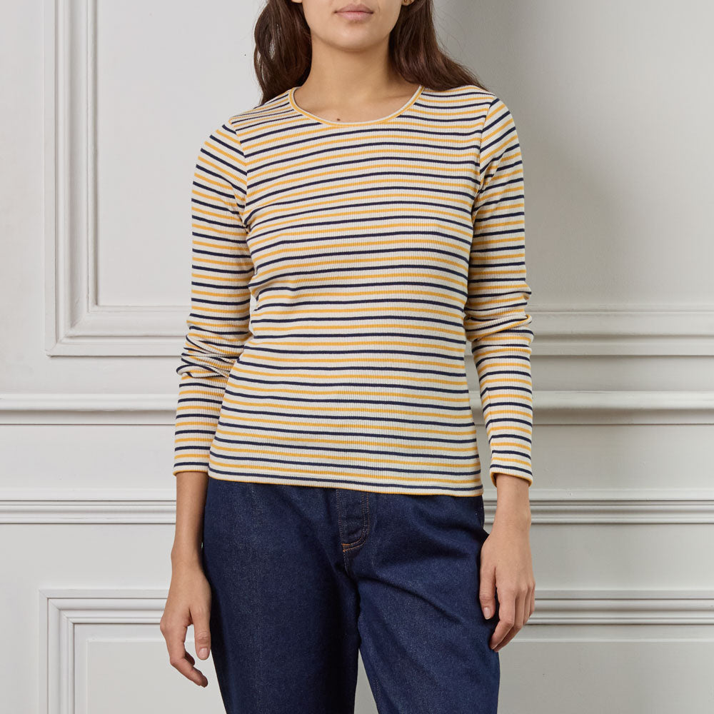 Merci - Carla T-Shirt - Navy &amp; Yellow