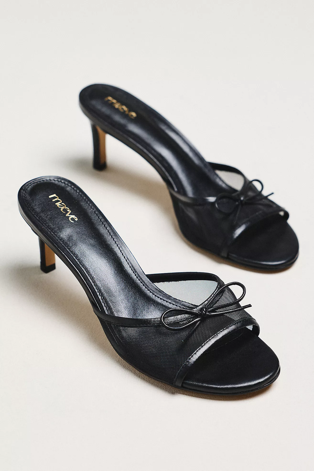 Maeve Mesh Bow Mule Heels