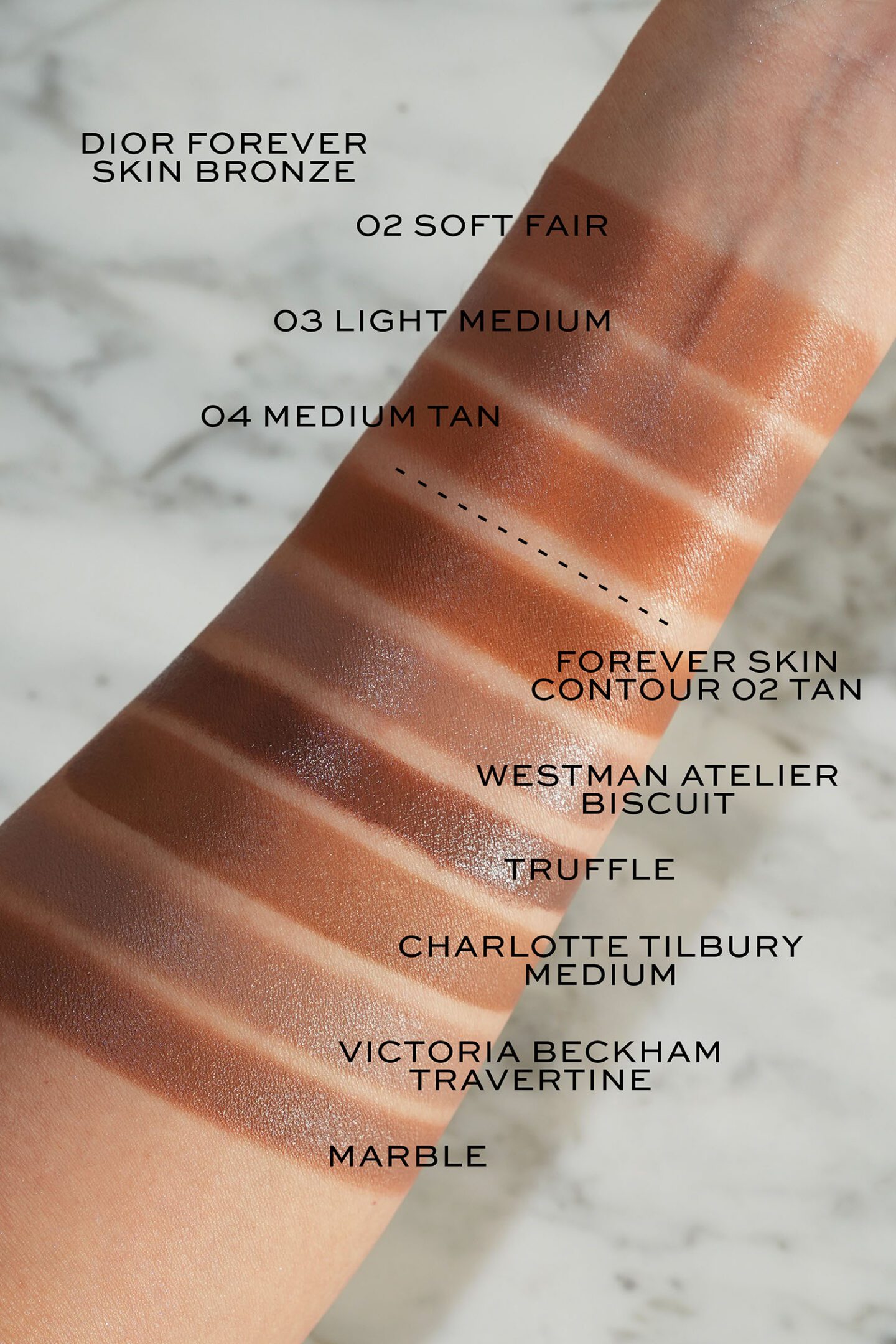 Dior Forever Skin Bronze swatches and comparisons